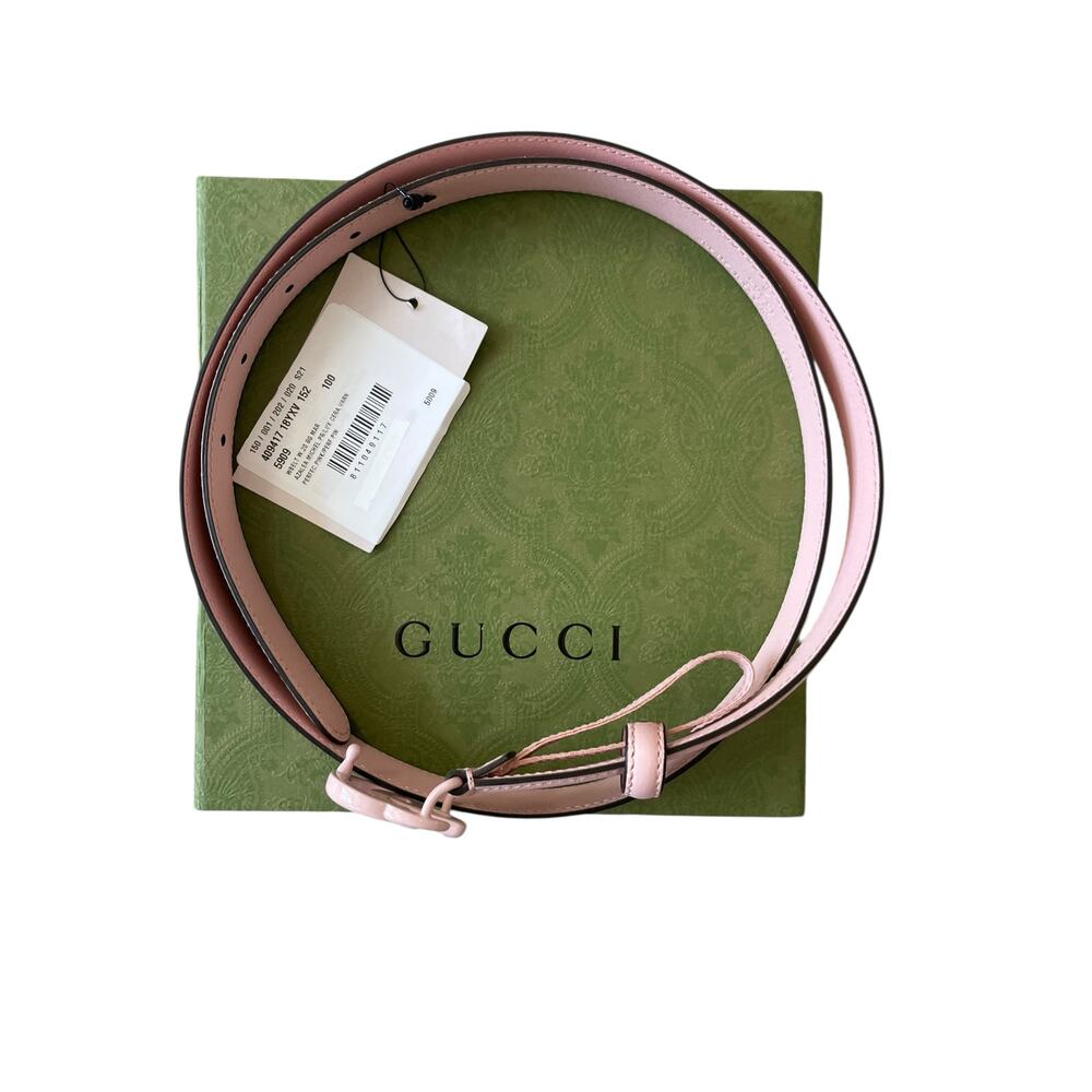 NEW GUCCI BELT Pink Marmont GG Leather Thin 409417 Sz 100 Cm 39 In - Picture 5 of 16
